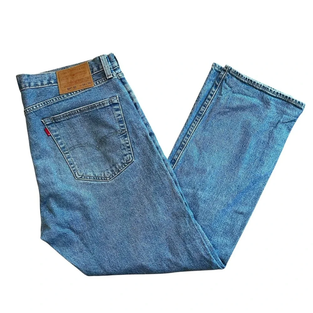 Levi's Premium 501 '93 Jeans Mens 36x30 Blue Straight Leg Button Fly 90s Fit